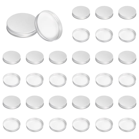 Uxcell 82mm Metal Round Screw Lids, 36 Pcs Aluminum Mason Jar Lids Screw Top Caps for Lab Home Storage Jars Gallon Jugs Glass Snack Containers Liquid Storage, Silver Tone