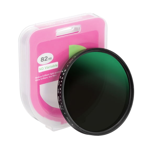 Uxcell 82mm ND Filter, Variable ND Lens ND2-ND400 Adjustable Neutral Density Filter Slim Optical Glass with Cap, Black