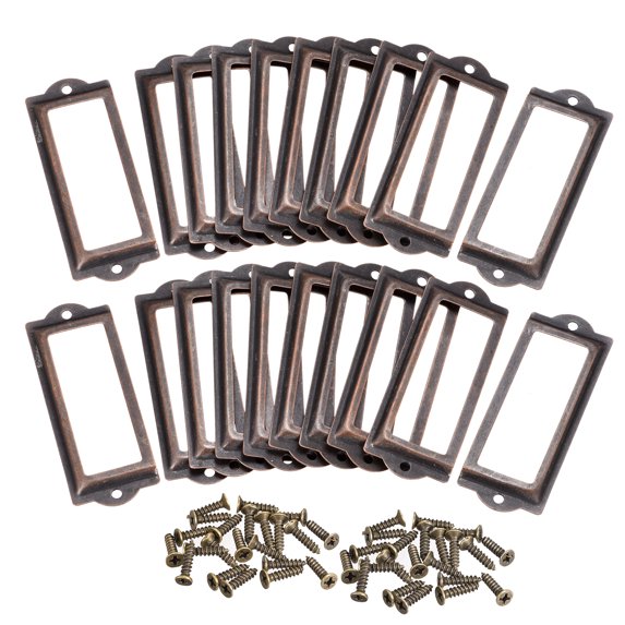 Uxcell 83x30mm Drawer Tag Label Metal Label Holder File Tag Frames Copper Tone 30 Pack