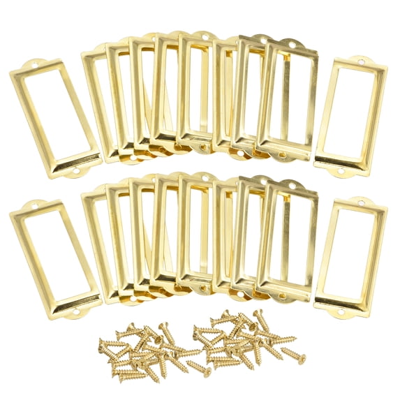 Uxcell 83x30mm Drawer Tag Label Metal Label Holder File Tag Frames Gold Tone 30 Pack
