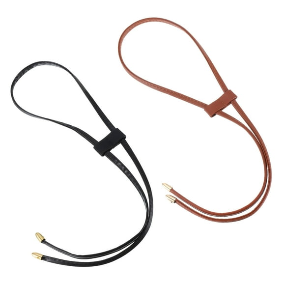 Uxcell 85.5cm/33.7" PU Leather Drawstring Pull String Purse Strap for Bucket Bag, Brown/Black