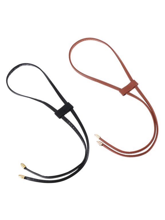 85.5cm/33.7" PU Leather Drawstring Pull String Purse Strap for Bucket Bag, Brown/Black