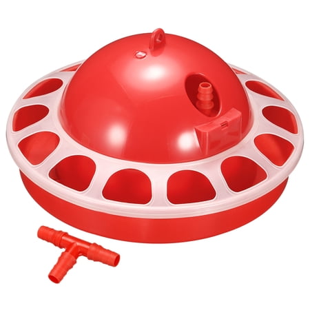 Uxcell 85mm Height Chicken Waterer Automatic Poultry Drinker Water Container with Tee Fitting, Red