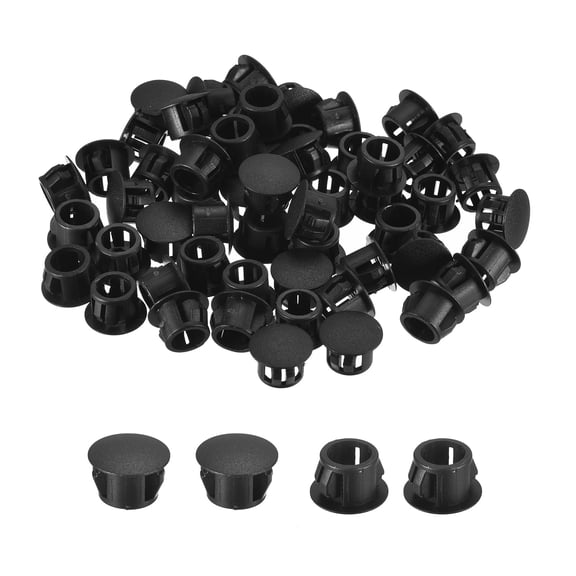 Uxcell 86Pack 15/32" Plastic Hole Plugs Panel Flush Type Knockout Locking Plugs, Black