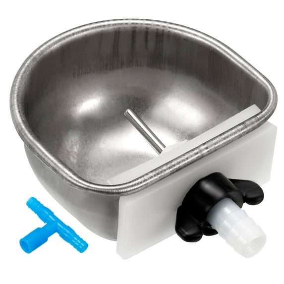 Uxcell 87mm Width Rabbit Waterer Cups Automatic Poultry Nipple Drinker Bowl, Silver 5 Pack