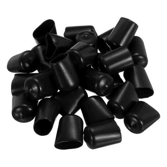 Uxcell 88Pcs Silicone End Caps, 15.5mm(5/8") ID 25mm(1") Height Round Screw Thread Protectors Flexible Screw Bolt Covers Caps for Metal Tube Rod Bolt, Black