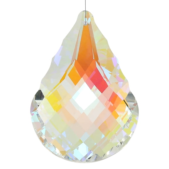 Uxcell 89x60mm Suncatcher Ornament, Drops Hanging Faceted Crystals Prisms Pendant Glass Sun Light Catchers Rainbow Making with Rope for Windows Chandelier Decoration, Clear AB