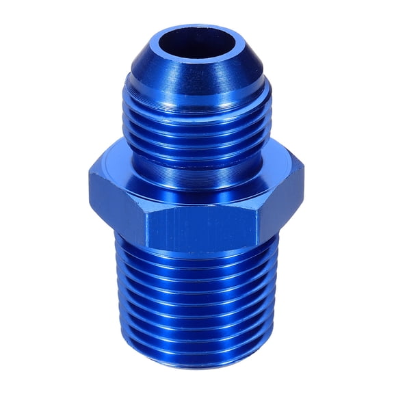 Uxcell 8AN Male to 1/2" NPT Male Straight Flare Adapter Pipe Thread Fitting Adapter Aluminum Fuel Hose Line Fitting for Vehicles, Blue