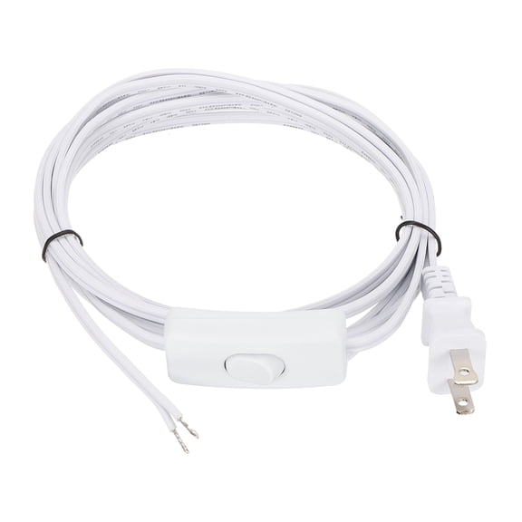 Uxcell 8Ft 18/2 300V SPT-1 Lamp Cord with Switch, White, UL Listed