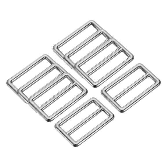 8PCS Zinc Alloy Slide Adjustable Buckle 1 1/2" Adjuster Webbing Strap Slider for Belt Backpack Replacement Silver
