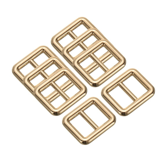 8PCS Zinc Alloy Slide Adjustable Buckle 1/2" Adjuster Webbing Belt Strap Slider for Belt Bags Backpack Light Gold