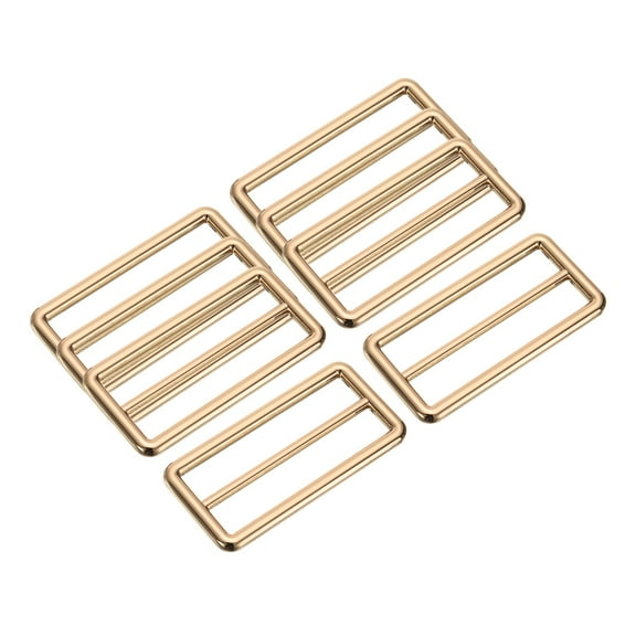 8PCS Zinc Alloy Slide Adjustable Buckle 2" Adjuster Webbing Strap Slider for Belt Backpack Replacement Light Gold