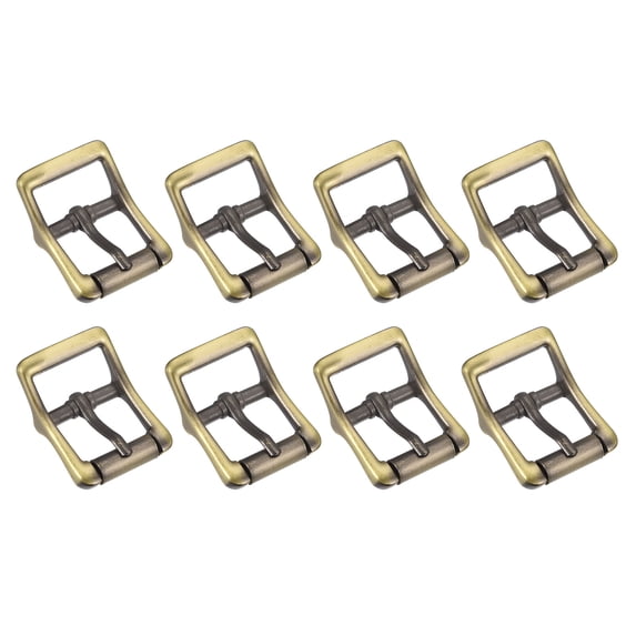 Uxcell 8Pack 0.87" Single Prong Belt Buckle Square Center Bar Buckles for Leather Craft, Bronze