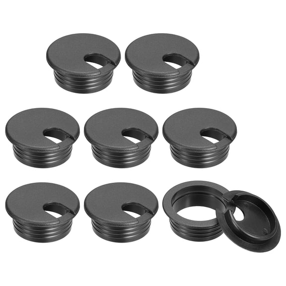 Uxcell 8Pack 45mm Cable Hole Cover ABS Desk Cable Wire Cord Grommet for Wire Organizer, Black