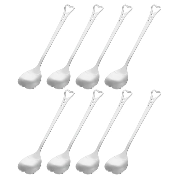Uxcell 8Pack 5.7" Stainless Steel Heart Shape Spoons Coffee Spoon Teaspoon, Silver