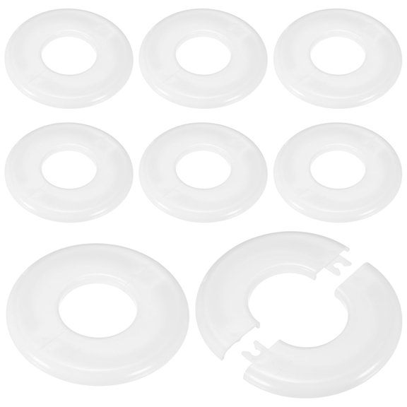 Uxcell 8Pack ABS Round Self-Adhesive Wall Split Flange 44mm ID 105mm OD Pipe Cover White