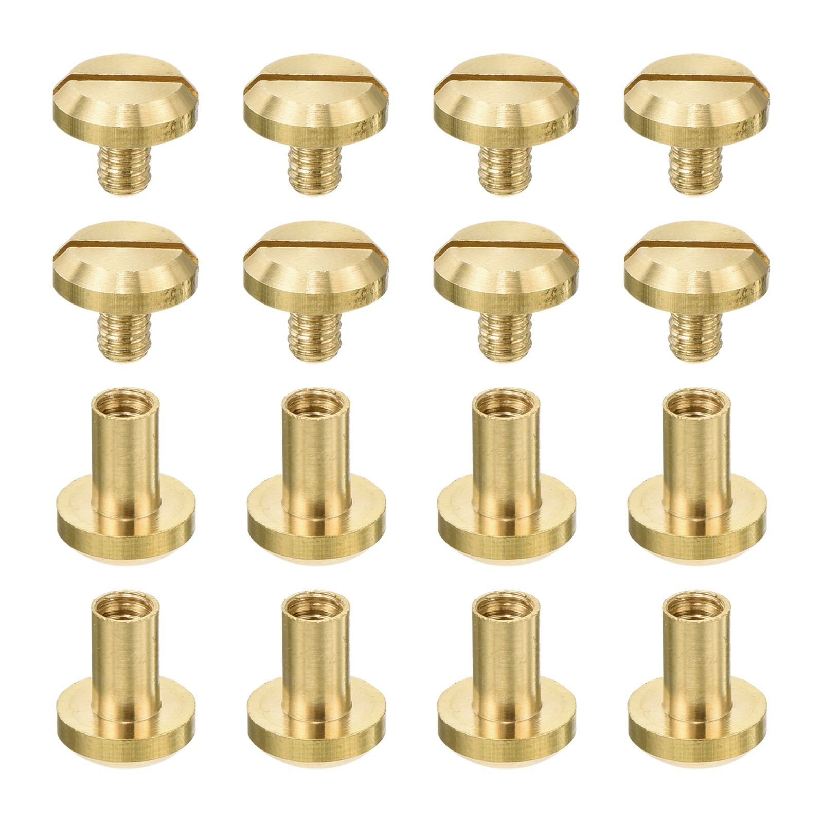 Uxcell 8Pack Brass Chicago Screw, 8mm Concave Leather Rivets Belt Screw ...