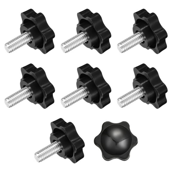 Uxcell 8Pack Clamping Screw Knob, 1/4-20 x 0.55" Hex Shaped Star Knob for Umbrella Base Mechanical Furniture, 32mm Dia