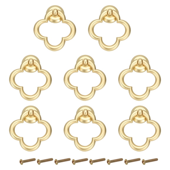 Uxcell 8Pack Drawer Ring Pulls, 2.1" Zinc Alloy Hole Ring Cabinet Knobs with Screws for Cupboard Cabinet Drawer Dresser Closet Door, Light Gold
