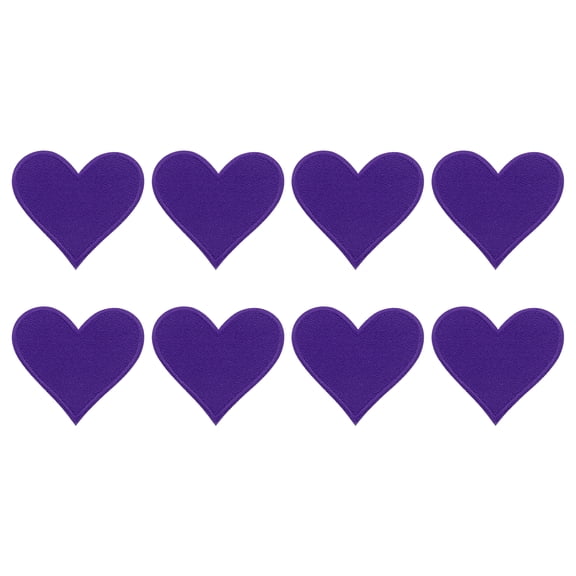 Uxcell 8Pack Iron on Heart Patches Sew on Heart Embroidered Patches, 70mm Dark Purple