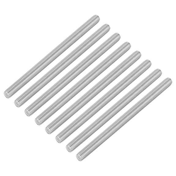 Uxcell 8 Pack M6 x 3.54 inch 0.04 inch Pitch 304 Stainless Steel Fully Threaded Rod Bar Studs