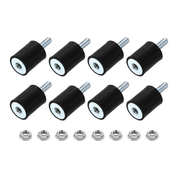 Uxcell 8Pack M6x17mm Rubber Mounts, 20x25mm(DxH) Rubber Studs Shock Absorber Mount with Nuts