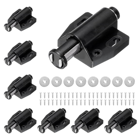 Uxcell 8Pack Magnetic Touch Latches, Push to Open Magnet Pressure Touch Release Latches for Cupboards Closet Door, Black