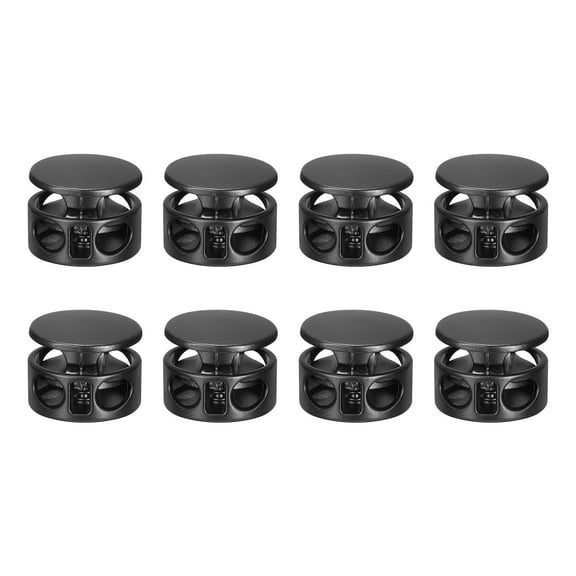Uxcell 8Pack Metal Cord Locks, 3.5mm Double Hole Toggle Spring Stop Cord Locks End Fastener Slider, Black