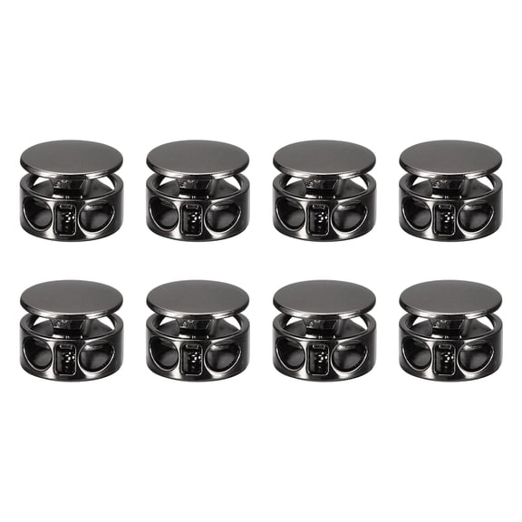 Uxcell 8Pack Metal Cord Locks, 3.5mm Double Hole Toggle Spring Stop Cord Locks End Fastener Slider, Metallic Black