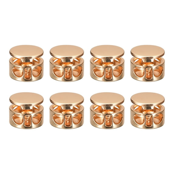 Uxcell 8Pack Metal Cord Locks, 3mm Double Hole Toggle Spring Stop Cord Locks End Fastener Slider, Gold Tone