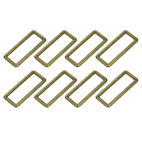 Uxcell 8Pack Metal Rectangle Ring, 2 x 5/8 Inch Metal Rectangular Buckle for Bag Belt, Bronze
