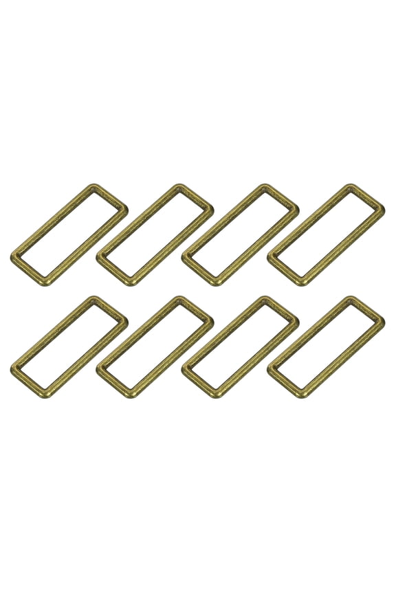 8Pack Metal Rectangle Ring, 2 x 5/8 Inch Metal Rectangular Buckle for Bag Belt, Bronze