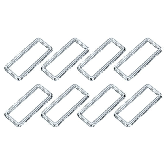 Uxcell 8Pack Metal Rectangle Ring, 2 x 5/8 Inch Metal Rectangular Buckle for Bag Belt, Silver