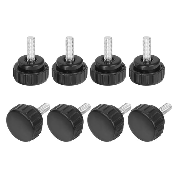 Uxcell 8Pack Round Knurled Thumb Screws, M6x16mm Carbon Steel Zinc Plated Thread Thumbscrew Clamping Knob Screw, Black