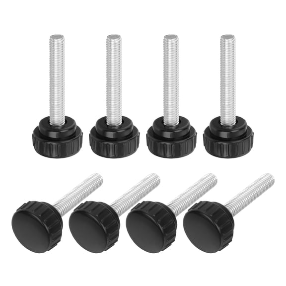 Uxcell 8Pack Round Knurled Thumb Screws, M8x40mm Carbon Steel Zinc Plated Thread Thumbscrew Clamping Knob Screw, Black