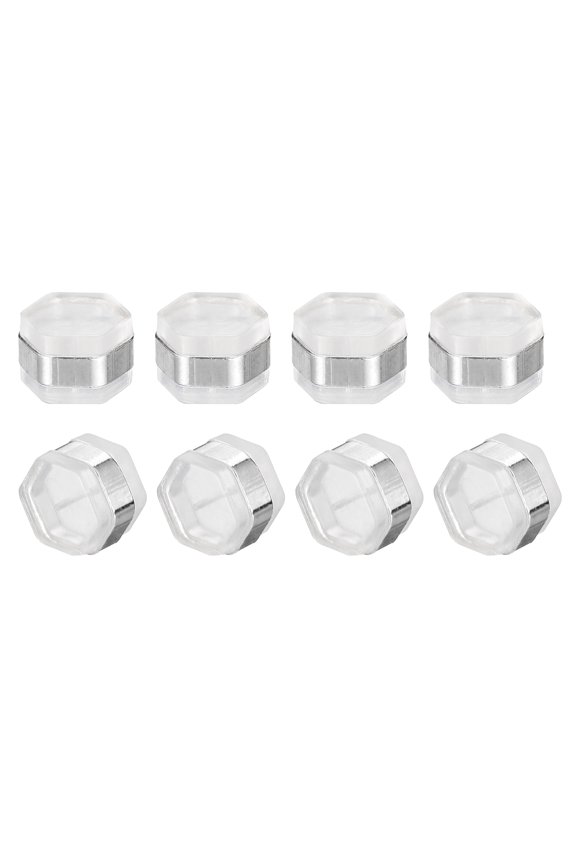 8Pack Silicone Earring Backs Hexagon Earring Stoppers for Studs 4.6mm White Gold