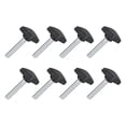 thumbnail image 1 of Uxcell 8Pack Tee Wing Knobs Thumb Screws, M8 x 45mm Clamping Screw Knob 36mm Dia., Black, 1 of 6