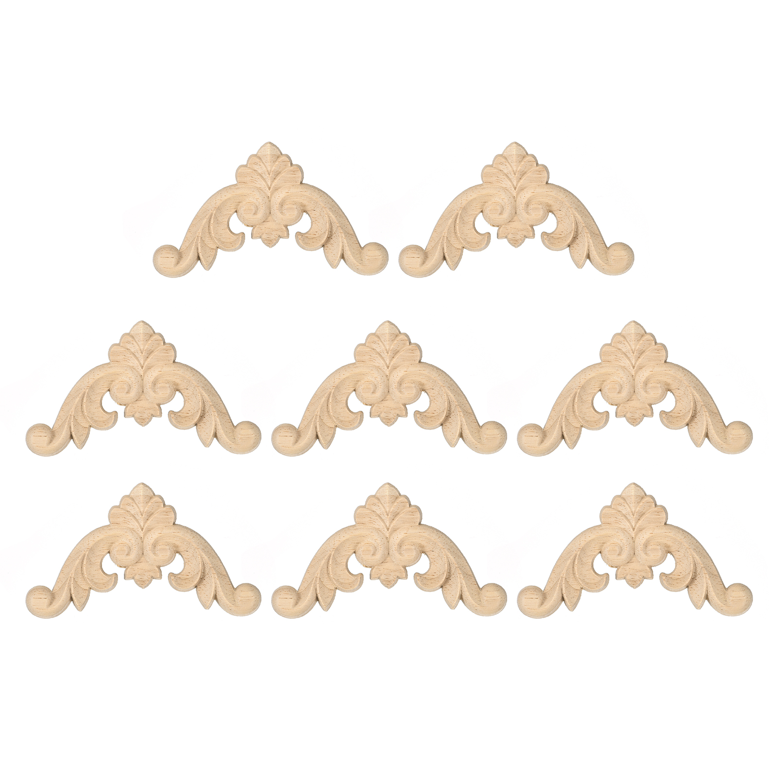Lot De 4 Appliques Bois Sculpté Motif Fleur 10x10 Cm - Déco Meuble, Porte Ou Mur Style Européen