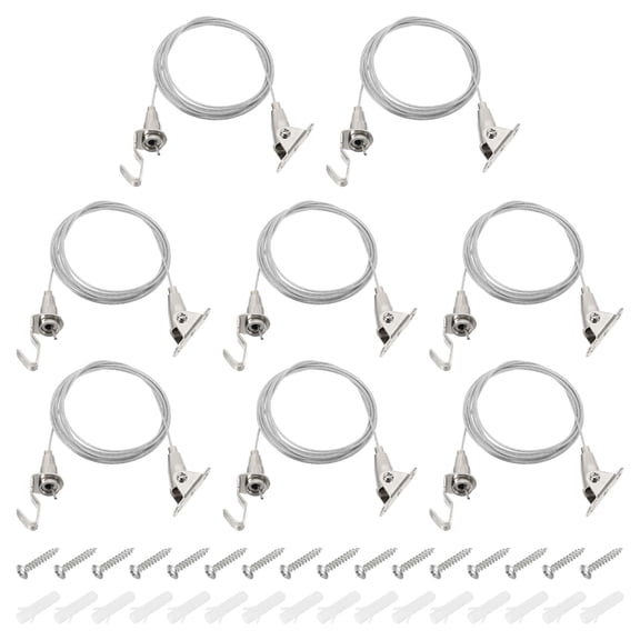 Uxcell 8 Sets 2m x 1.5mm Heavy Duty Picture Hanging Wire with 180 Rotary Hook