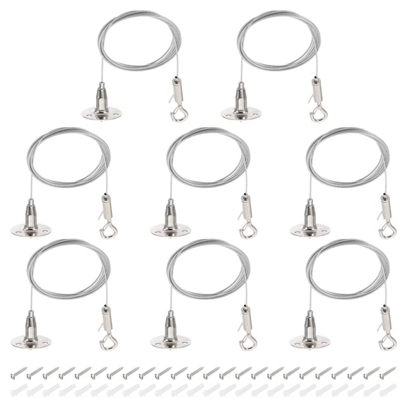 Uxcell 8 Sets 2m x 1.5mm Heavy Duty Picture Hanging Wire with Hanging Disc