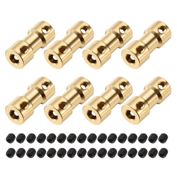 Uxcell 8Pcs 3.17mm to 4mm Brass Shaft Coupling Joint Connector with Screws for RC Model Car