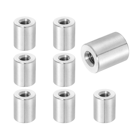 Uxcell 8Pcs 304 Stainless Steel M5x0.8mm Round Coupling Nuts, 0.47x0.59"(ODxH)