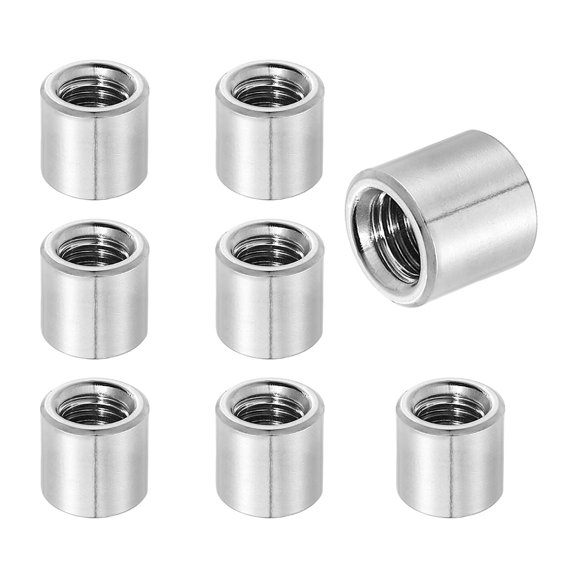 Uxcell 8Pcs 304 Stainless Steel M8x1.25mm Round Coupling Nuts, 0.47x0.39"(ODxH)
