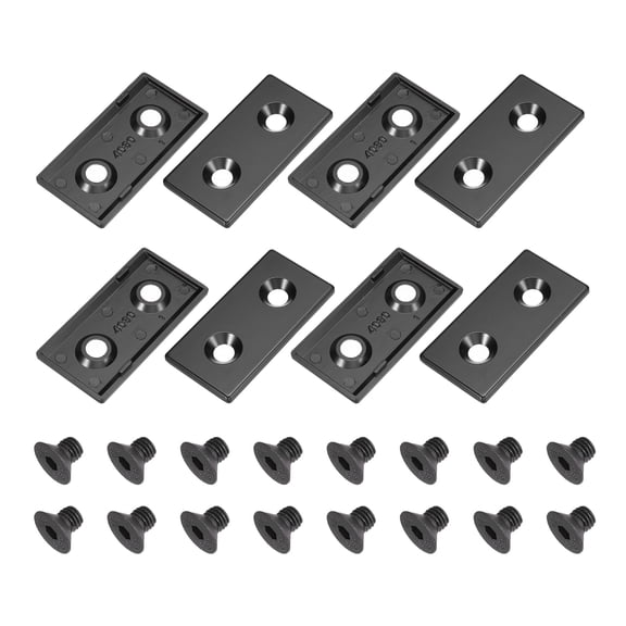 Uxcell 8Pcs 4080 EU Standard T-Slot 9.5mm Hole Dia Aluminum Extrusion End Cap 80x40mm Black for Fish Tank Rack, Storage Rack with Push-in Fastener