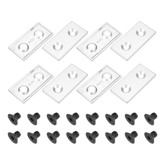 Uxcell 8Pcs 4080 EU Standard T-Slot 9.5mm Hole Dia Aluminum Extrusion End Cap 80x40mm Silver for Fish Tank Rack, Storage Rack with Push-in Fastener