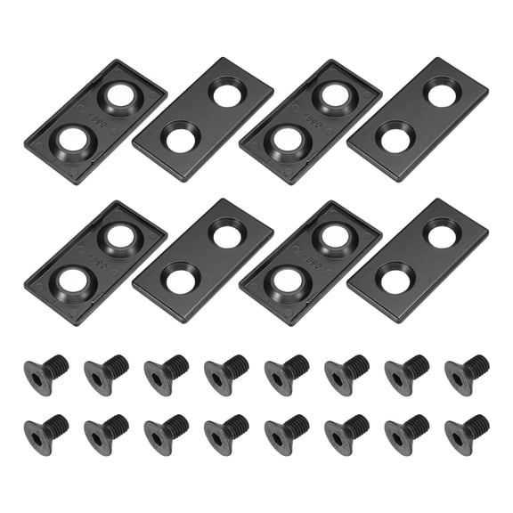Uxcell 8Pcs 4590 EU Standard T-Slot 17.5mm Hole Dia Aluminum Extrusion End Cap 90x45mm Black for Fish Tank Rack, Storage Rack with Push-in Fastener