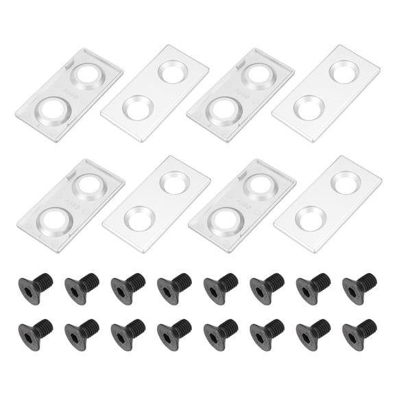 Uxcell 8Pcs 4590 EU Standard T-Slot 17.5mm Hole Dia Aluminum Extrusion End Cap 90x45mm Silver for Fish Tank Rack, Storage Rack with Push-in Fastener