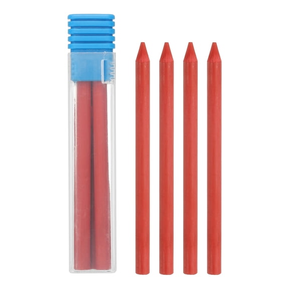 Uxcell 8Pcs 5.6mm 2B Carpenter Pencil Refills, Solid Dry Pencil Refills Break Resistant Refill for Mechanical Carpenter Construction Pencils Art Drafting, Red