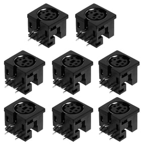 Uxcell 8Pcs 5 Pin DIN Female Chassis Connector Socket, S-video PCB Mount DIN Jack Connector All Plastic for Media Player Audio Video Equipment, Black