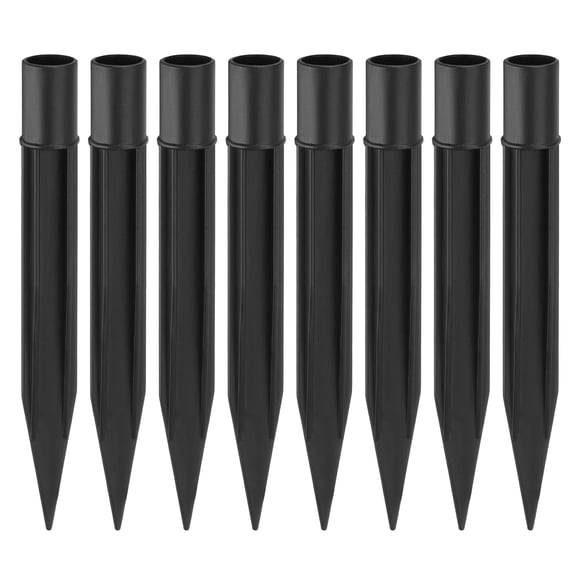 Uxcell 8Pcs 6.2" Solar Light Spikes (Head Mounting Dia 0.55"), Black, ABS Plastic Reinforced Ground Stakes Replacement Stakes for Outdoor Solar Lights Garden Torch Pathway Landscape Lamps
